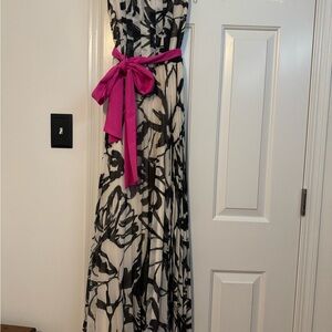 Eliza J Black and White Halter Maxi Gown